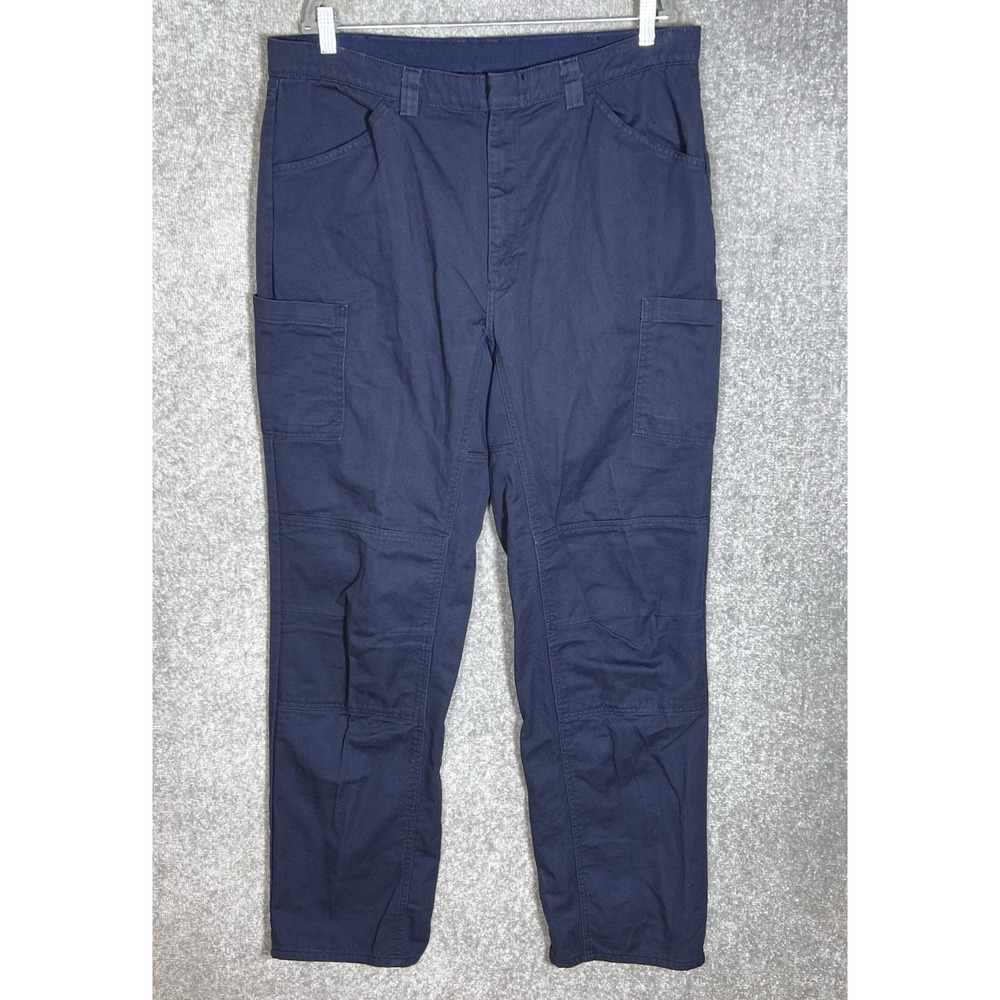 Red Kap Cargo Work Pants Mens Size 40x36 Navy Blue Cotton Pockets Straight Leg